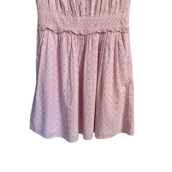 NEW J Crew Cotton Eyelet Button Front Pockets Short Sleeve Lavendar Dress Size 2 - Picture 5 of 7